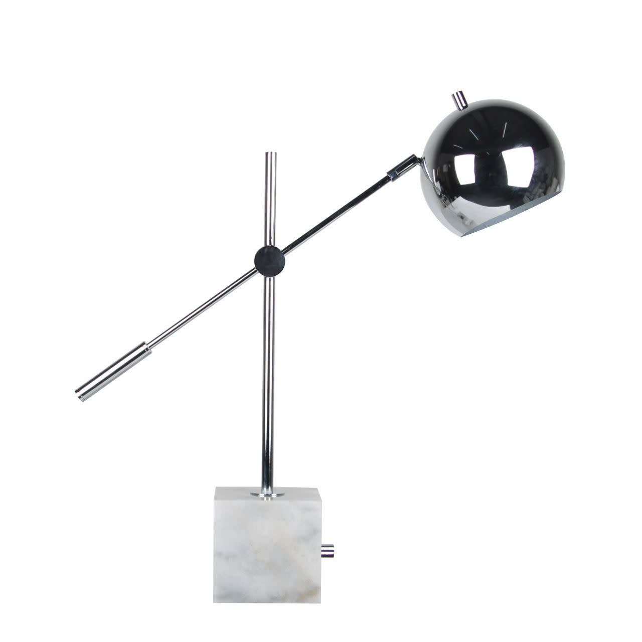 24&quot; WREN MARBLE TABLE LAMP, WHITE/SILVER