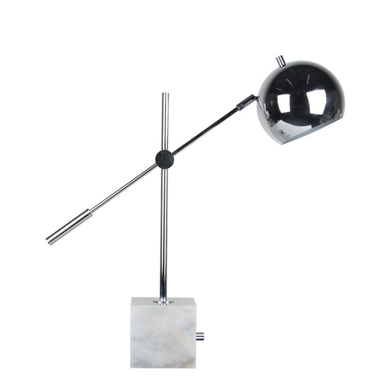 24&quot; WREN MARBLE TABLE LAMP, WHITE/SILVER