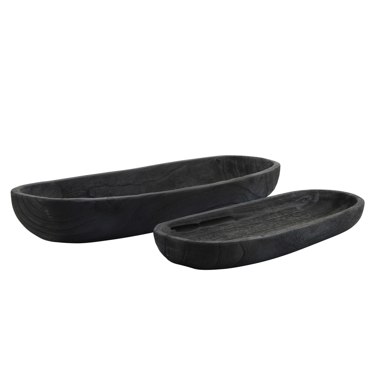 S/2 18/24 WOOD DECOR PLATES, BLACK
