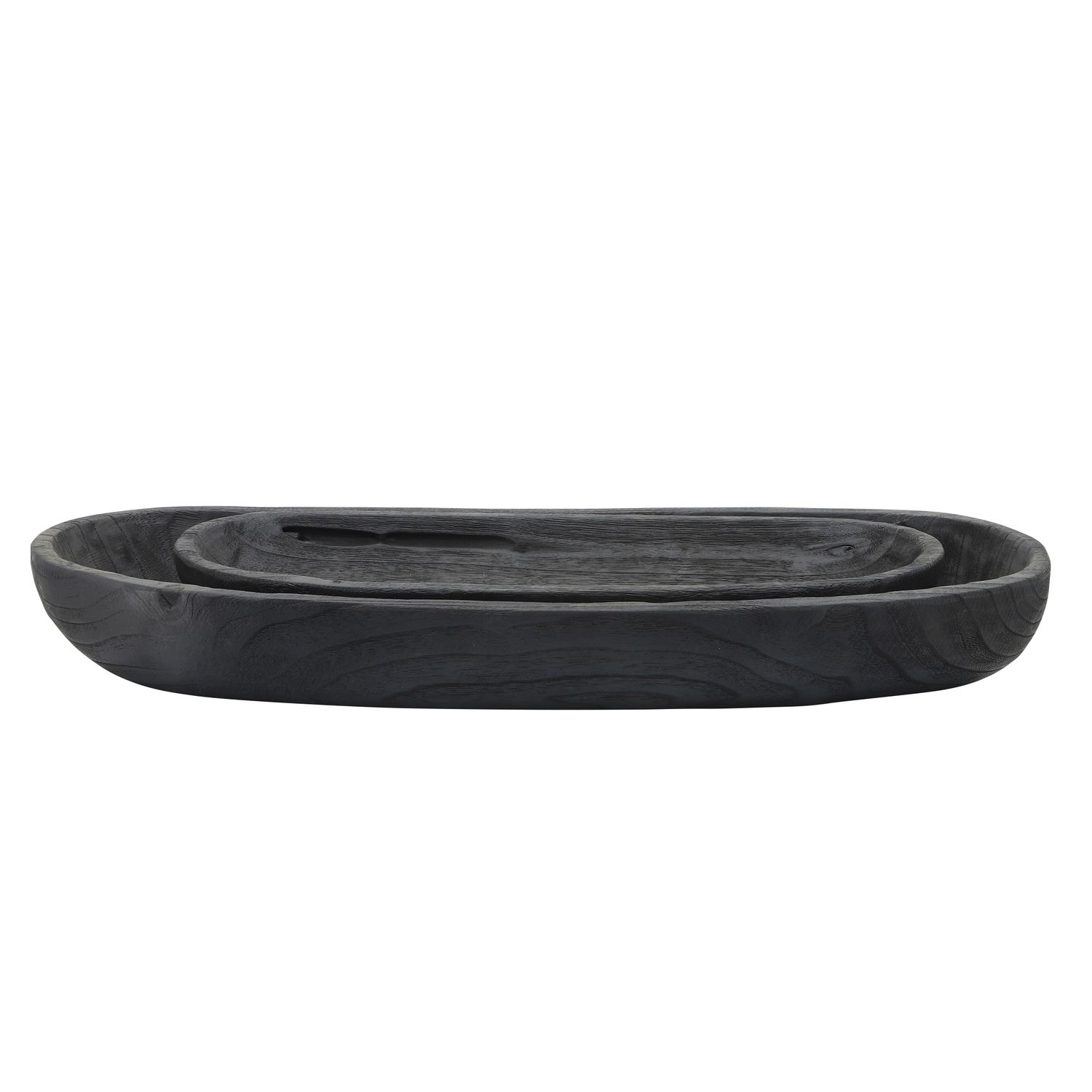 S/2 18/24 WOOD DECOR PLATES, BLACK