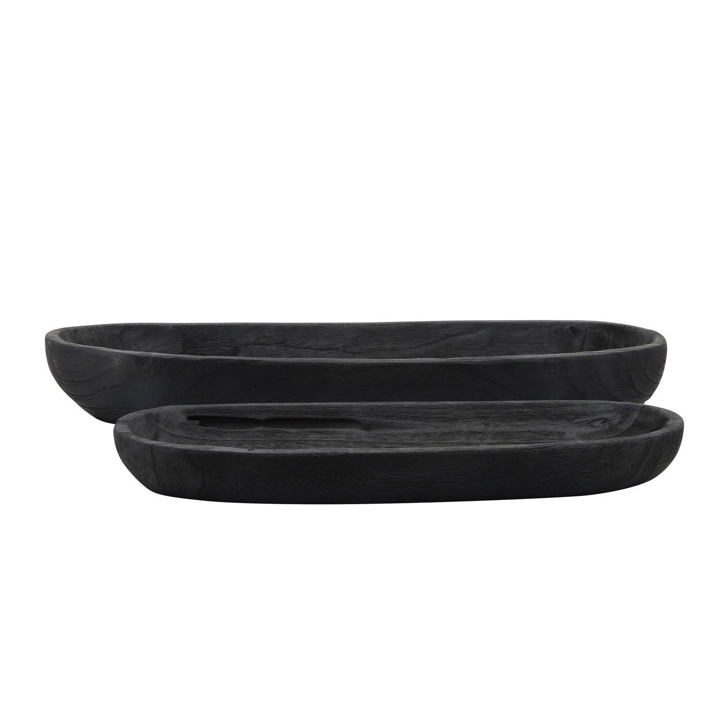 S/2 18/24 WOOD DECOR PLATES, BLACK