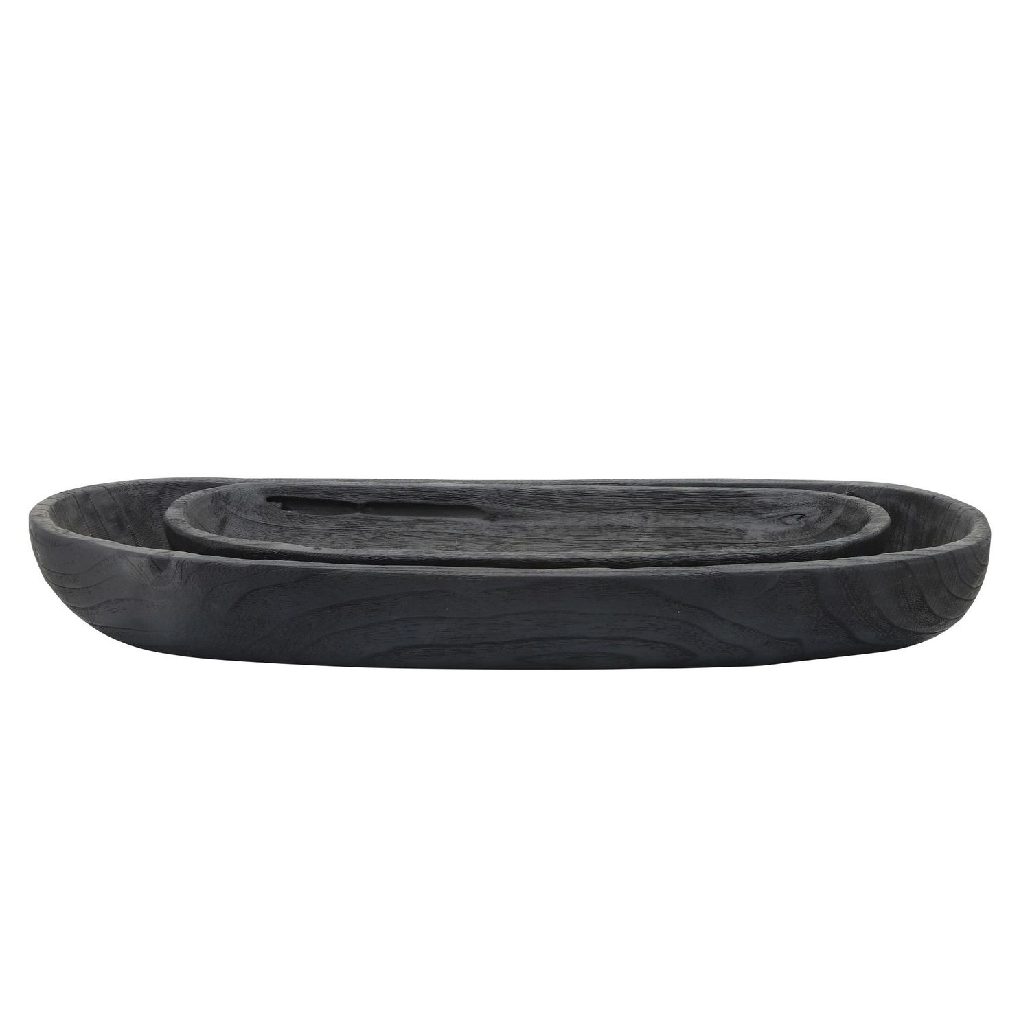 S/2 18/24 WOOD DECOR PLATES, BLACK