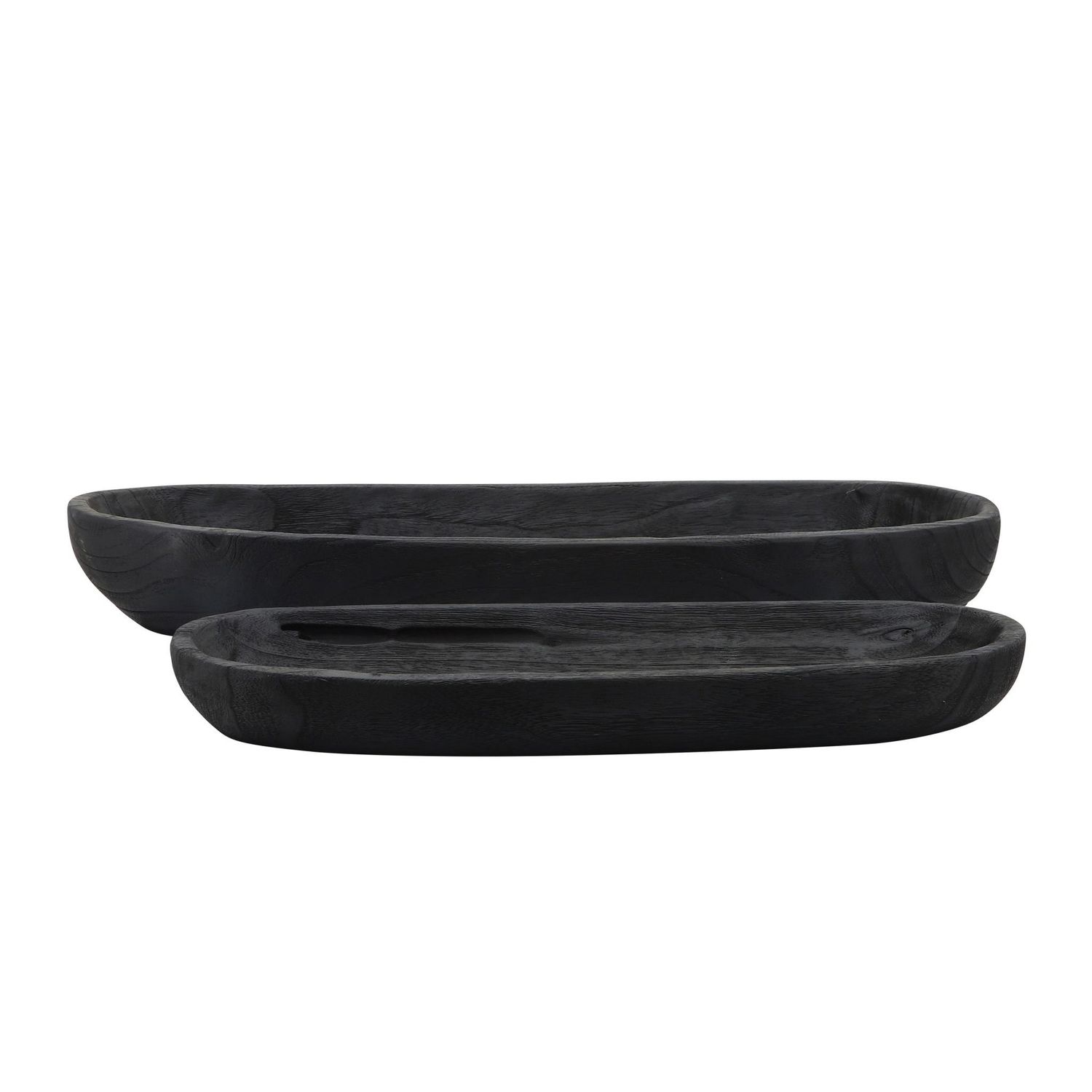 S/2 18/24 WOOD DECOR PLATES, BLACK