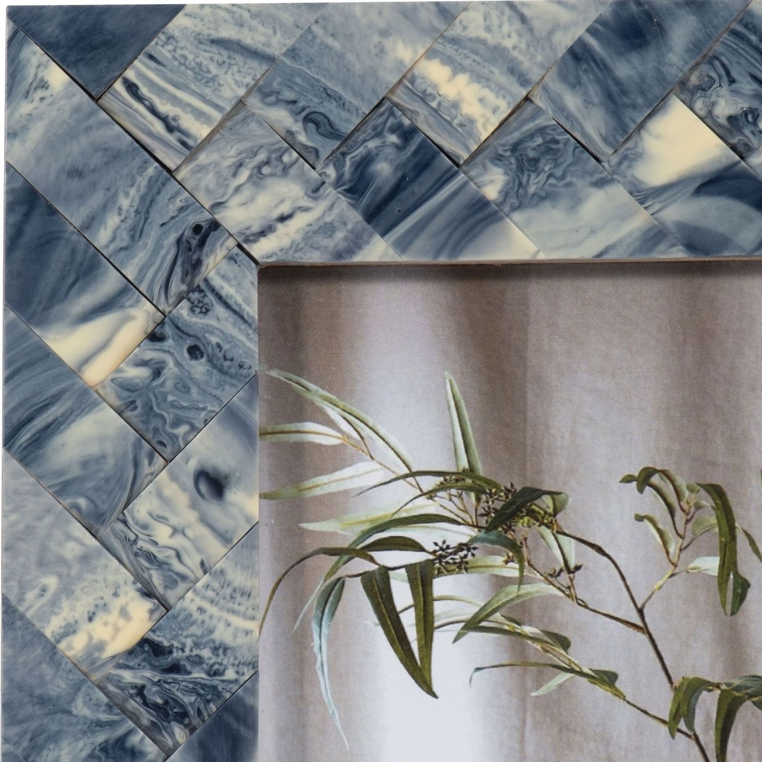 RESIN, 5X7&quot; WOVEN PHOTO FRAME, BLUE/IVORY