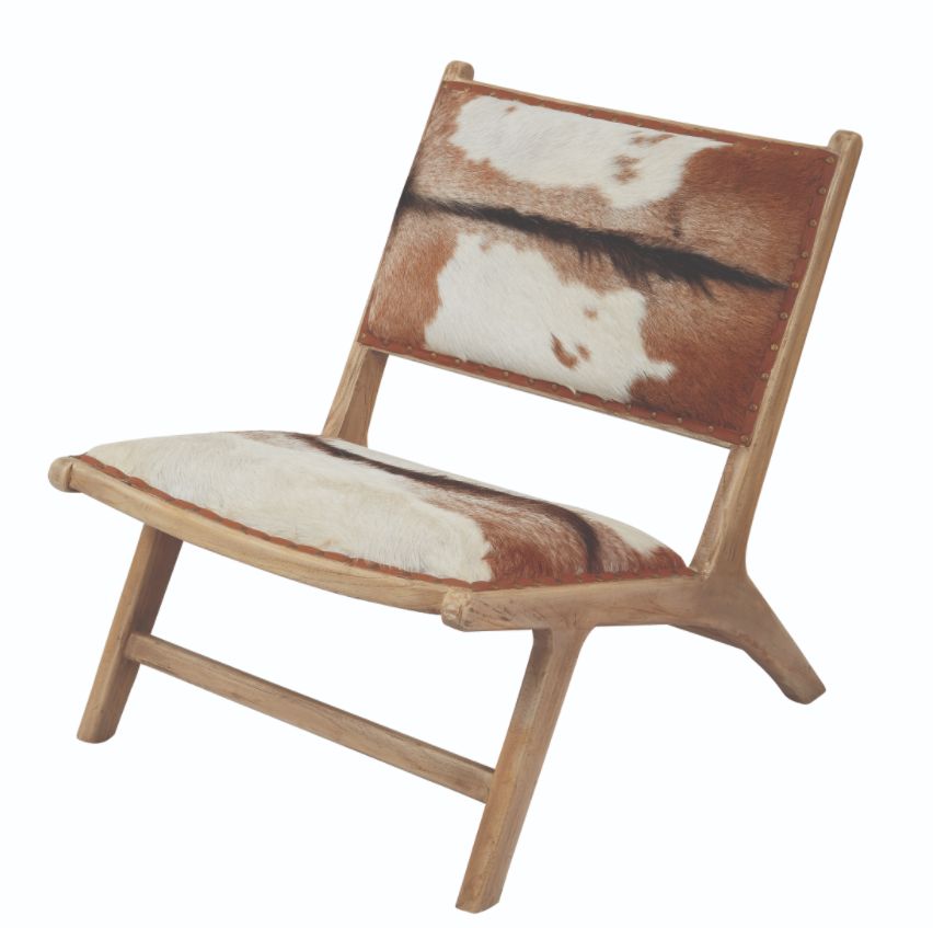 Organic Hairon Leather Lounger-34x26x30
