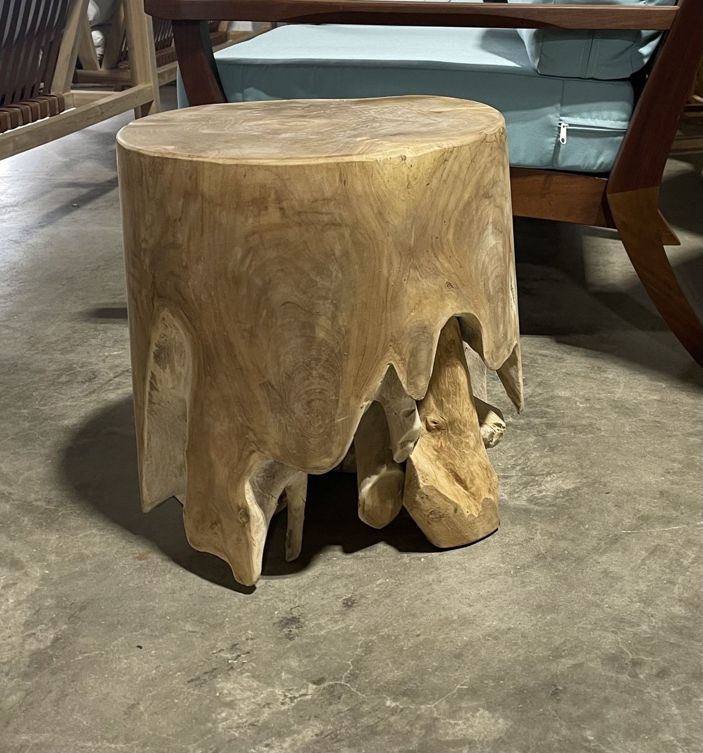 Teak Stool Round-Bleached-16x16x17.5