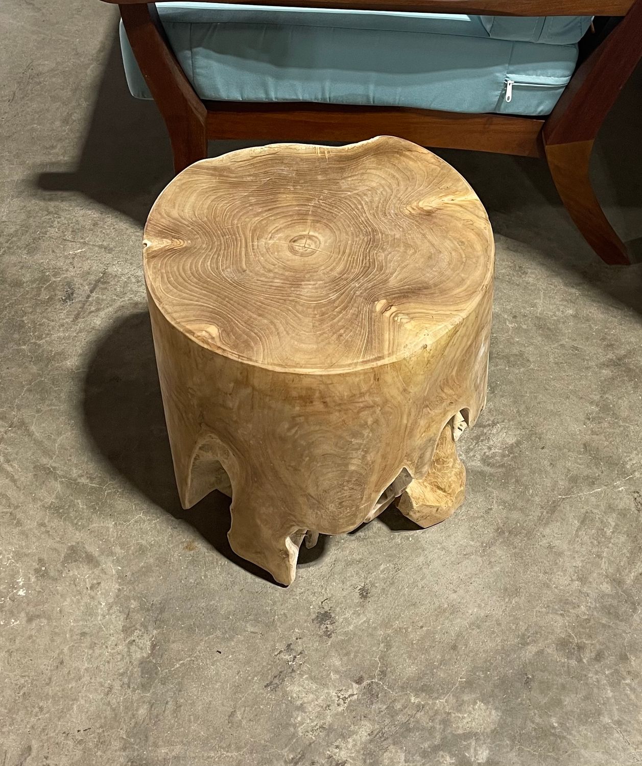 Teak Stool Round-Bleached-16x16x17.5