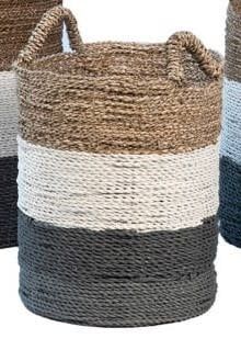 Seagrass Basket-Nat/Wh/Grey-Med-13x17