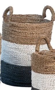Seagrass Basket-Nat/Wh/Grey-Med-14x19