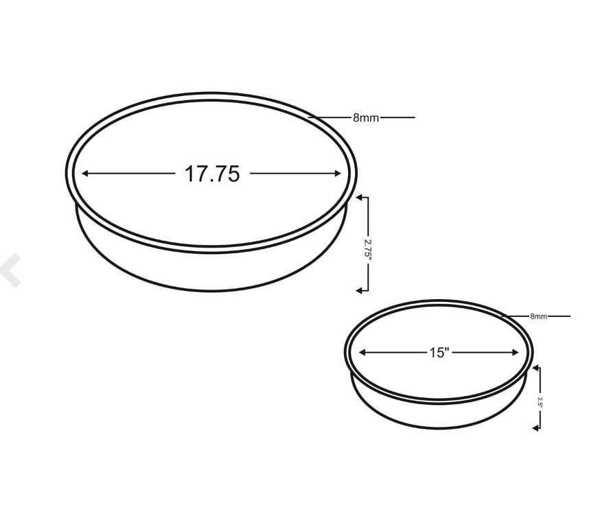 Enamel &amp; Mangowood Rd Bowl 2 PC set wht &amp; nat 17.75x17.5x2.75 and 15x15x2.5