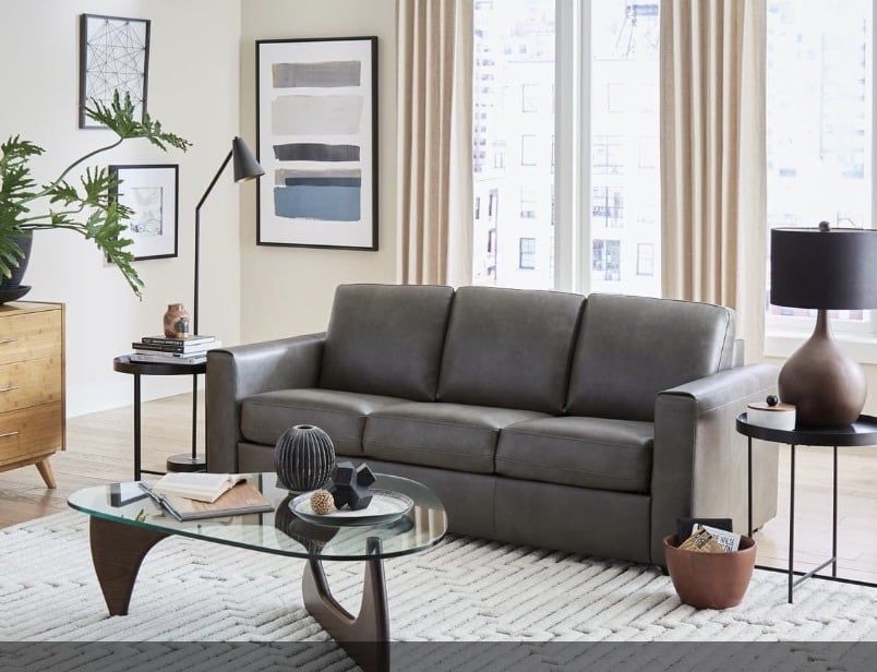 Copl Camel Leather Queen Sleeper Sofa  W 83 D 36 H 35