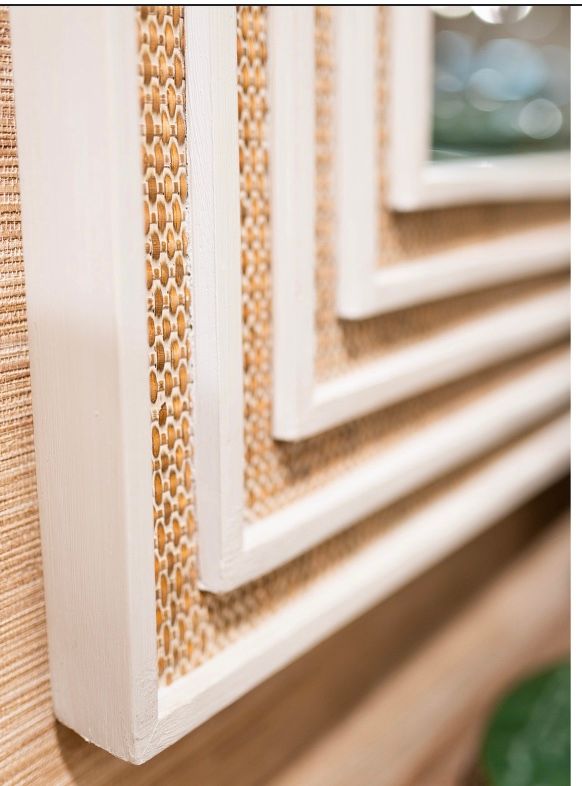 Rectangular Mirror With Rattan Inset 35x1.5x59