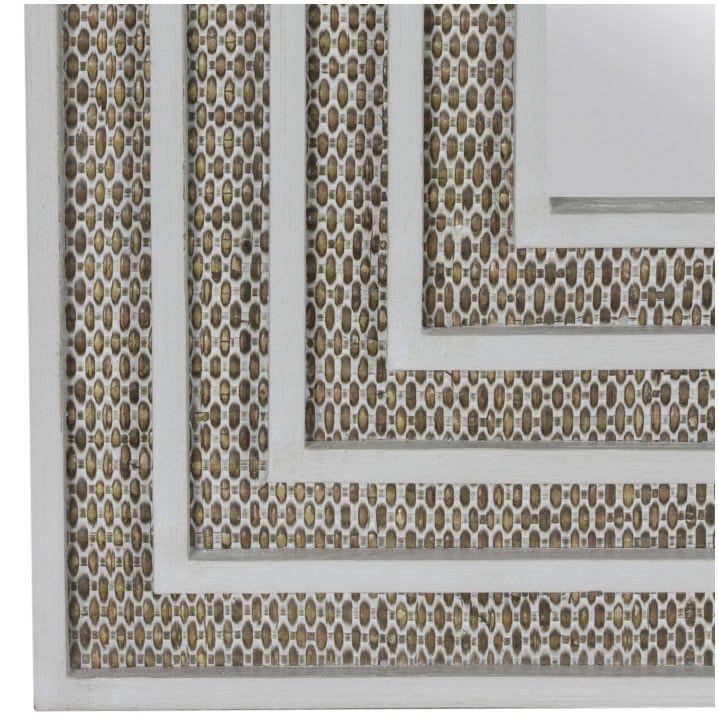 Rectangular Mirror With Rattan Inset 35x1.5x59