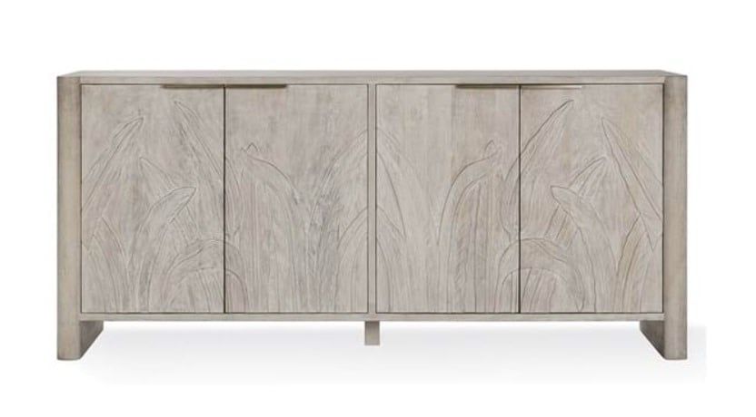 Palms  Mango Wood 4Dr Cabinet White Wash 82 W X 19 D X 37 H