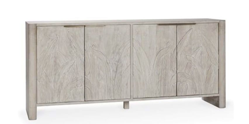 Palms  Mango Wood 4Dr Cabinet White Wash 82 W X 19 D X 37 H