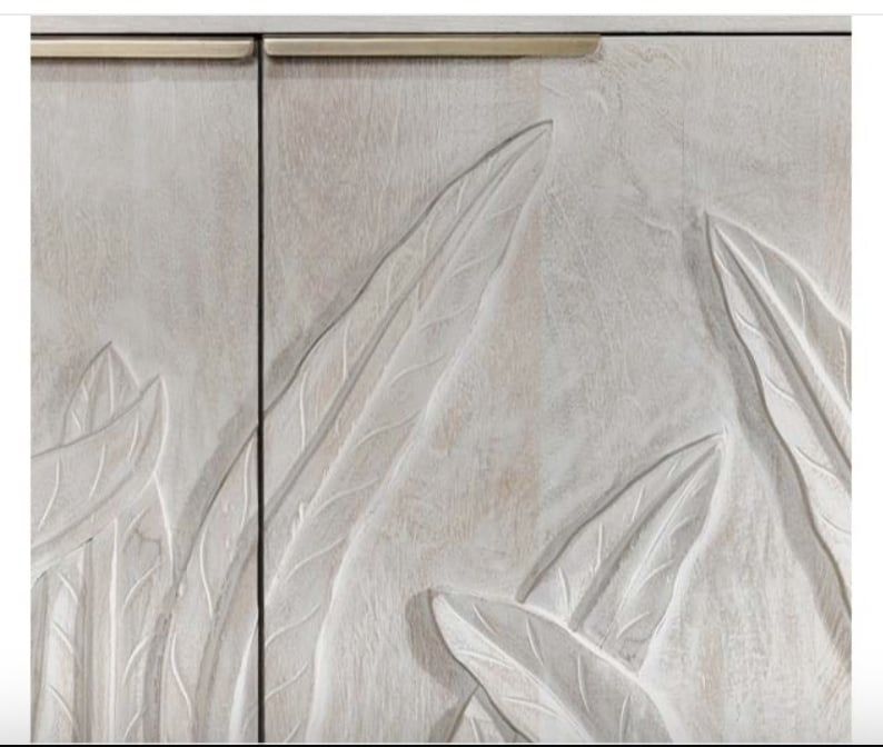 Palms  Mango Wood 4Dr Cabinet White Wash 82 W X 19 D X 37 H