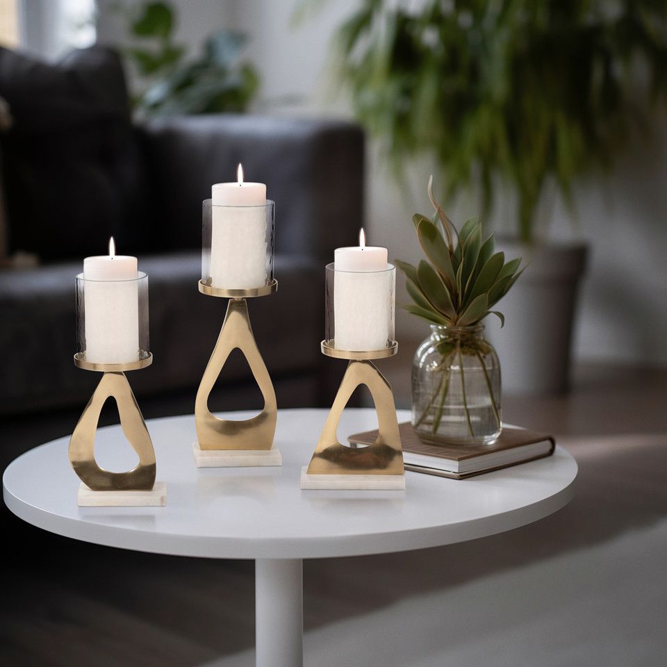 Goddess Gold Set of 3 Candle Holders (13,13,15&quot;)