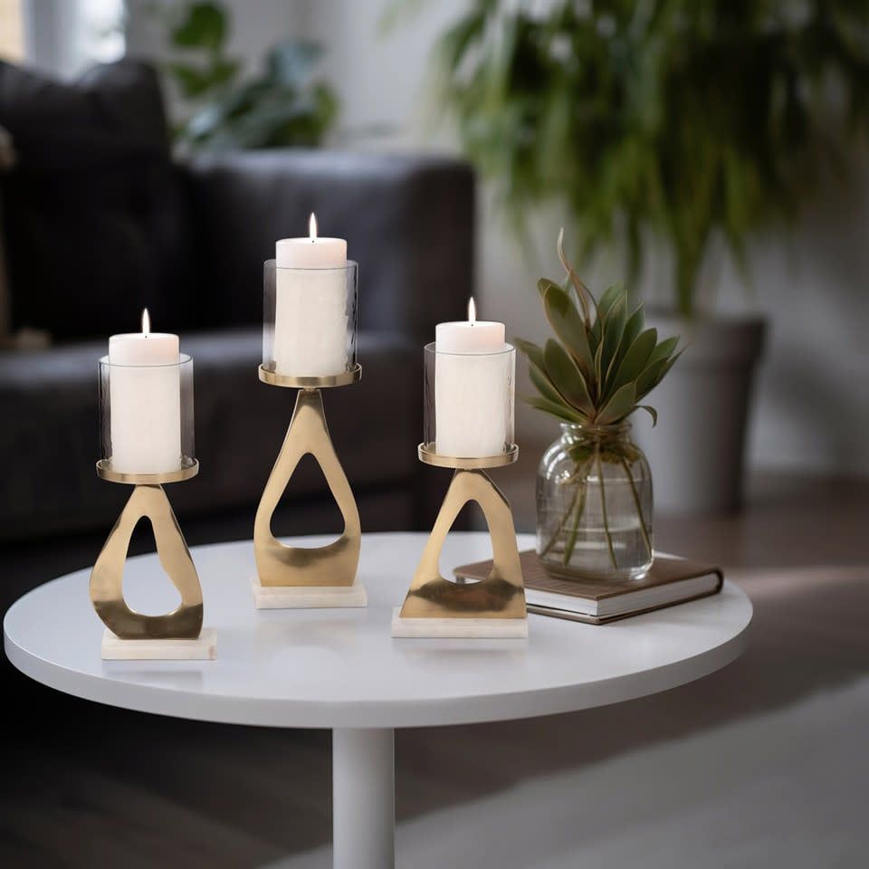 Goddess Gold Set of 3 Candle Holders (13,13,15&quot;)