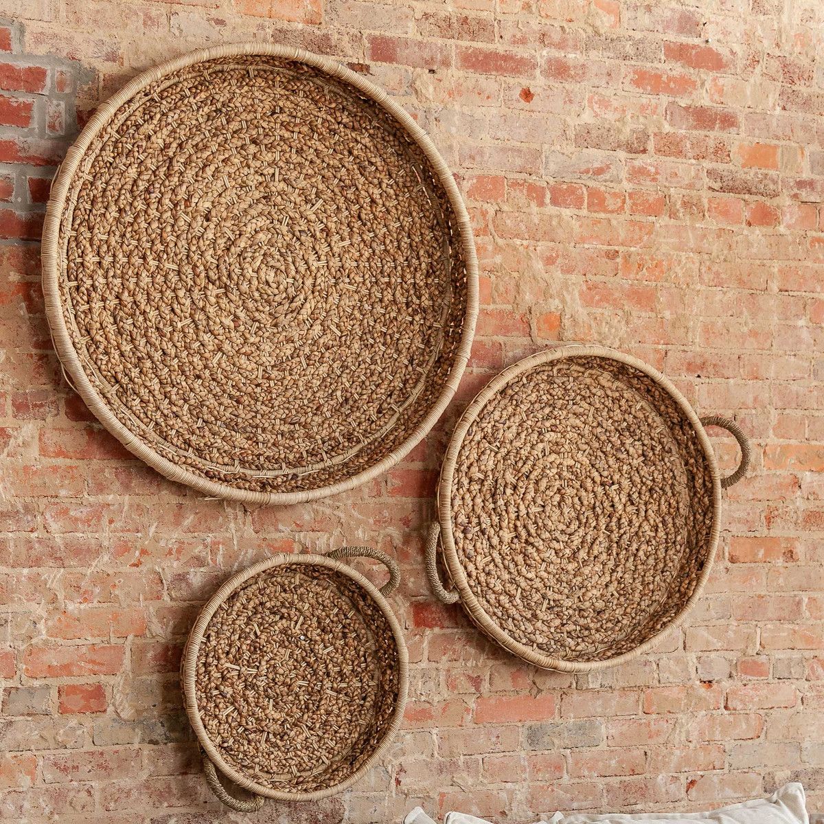 Gaia Round Woven Wall Decor Basket, Set of 3 / 35x35x4.5 | 28x28x4 | 20x20x4