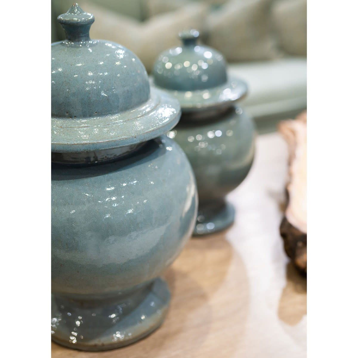 Misha Stoneware Ginger Jar, Medium, Light Gray 11.8x11.8x18.5