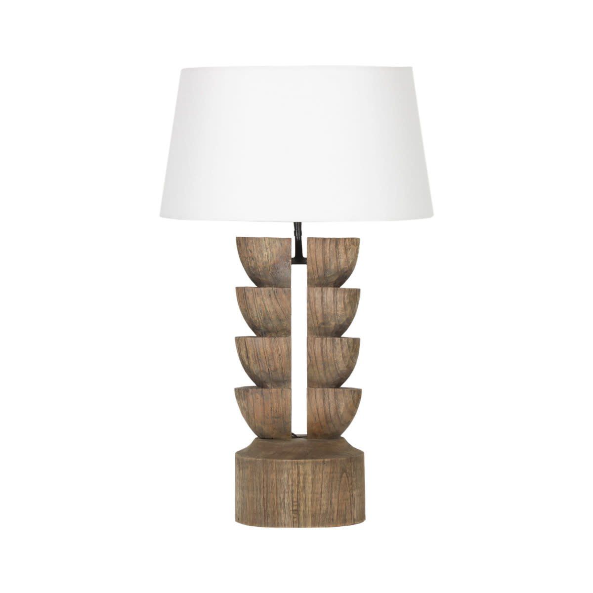 Carved Wooden Lamp 9.4x9.4x19.7