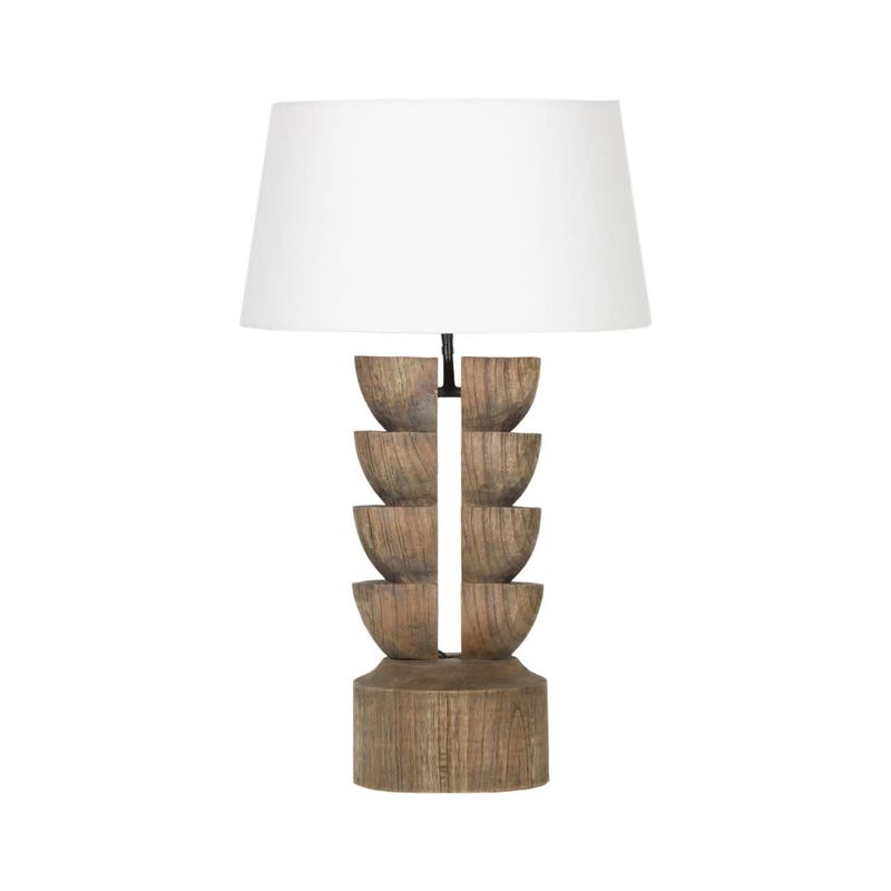 Carved Wooden Lamp 9.4x9.4x19.7