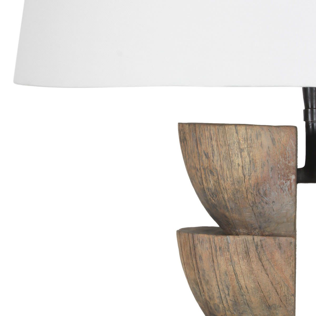 Carved Wooden Lamp 9.4x9.4x19.7