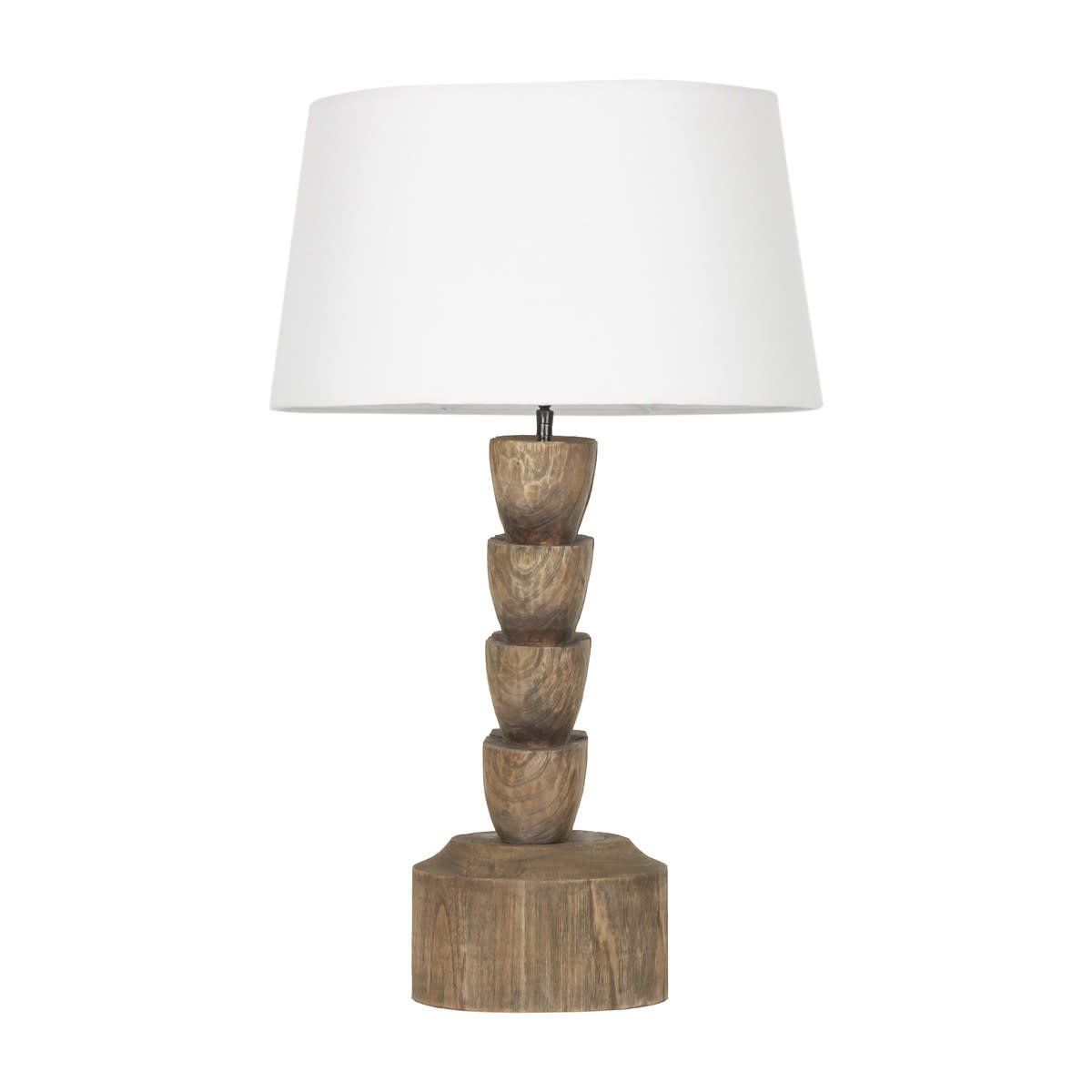 Carved Wooden Lamp 9.4x9.4x19.7