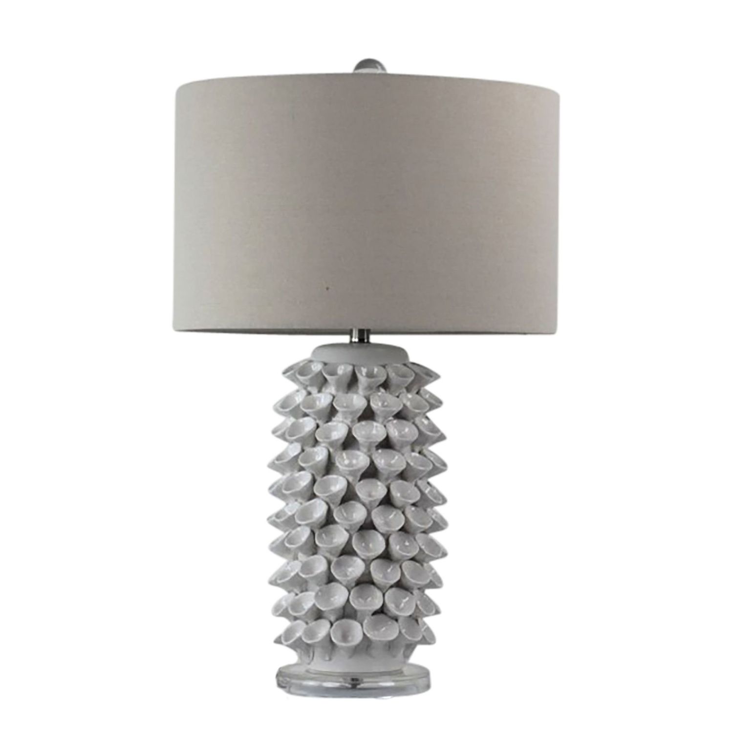 31&quot; LILY APPLIQUE TABLE LAMP ACRYLIC BASE, WHITE