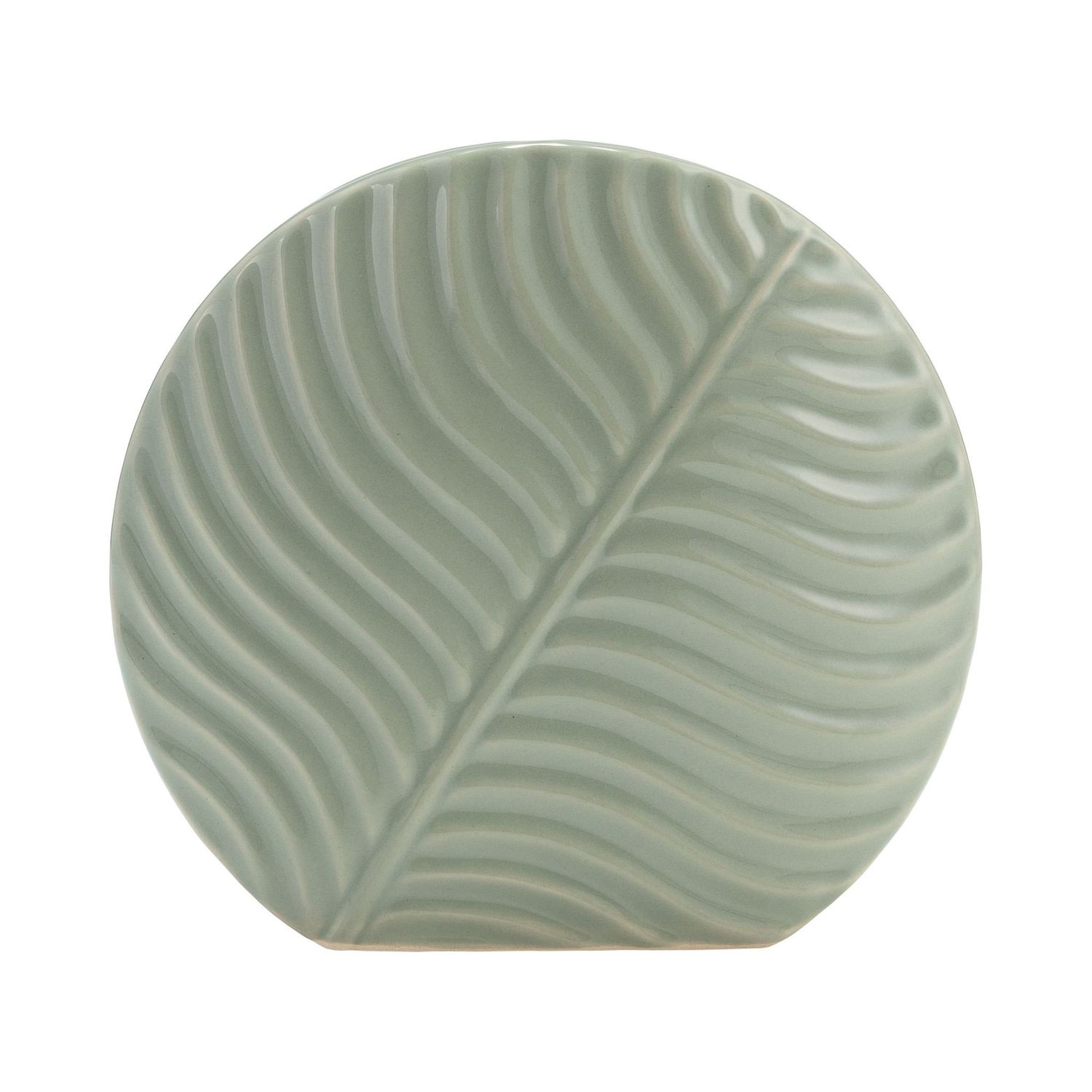 CER, 7&quot; ROUND BOTANICAL VASE, CUCUMBER