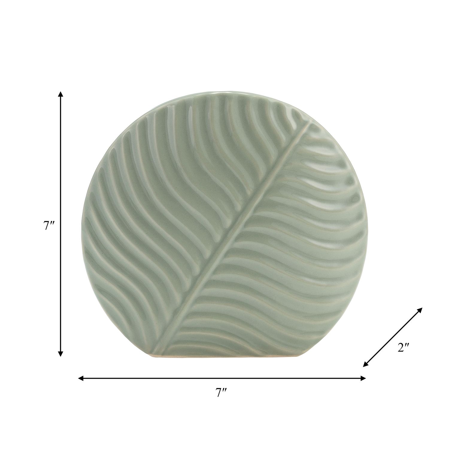 CER, 7&quot; ROUND BOTANICAL VASE, CUCUMBER