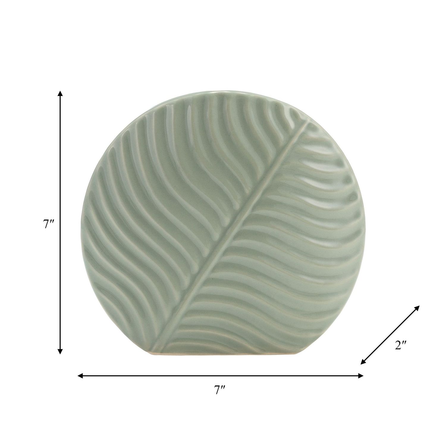 CER, 7&quot; ROUND BOTANICAL VASE, CUCUMBER