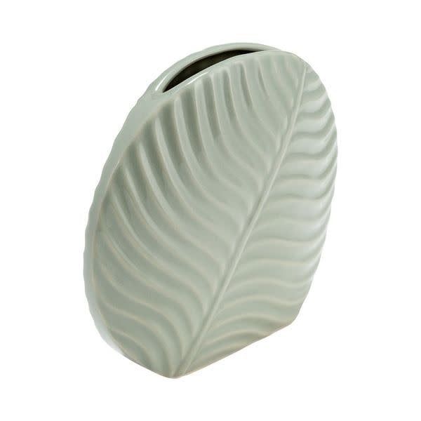 CER, 7&quot; ROUND BOTANICAL VASE, CUCUMBER