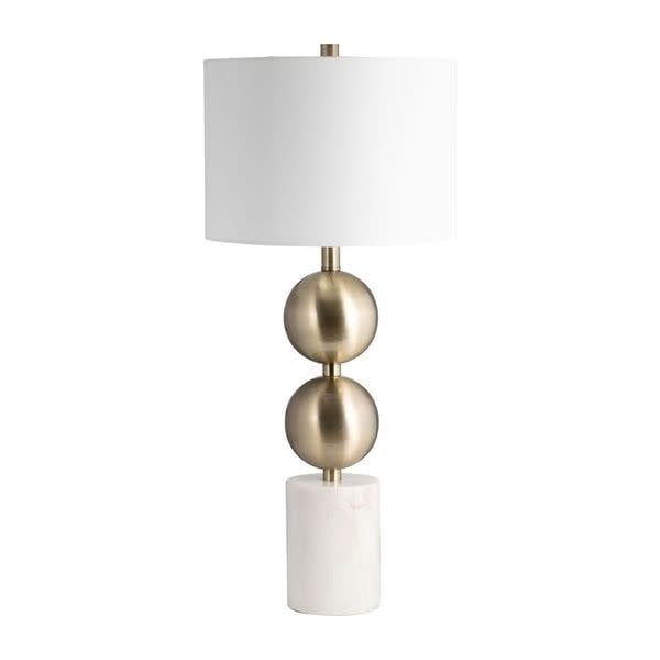 MARBLE, 30&quot; STACKING ORBS TABLE LAMP, GOLD/WHITE