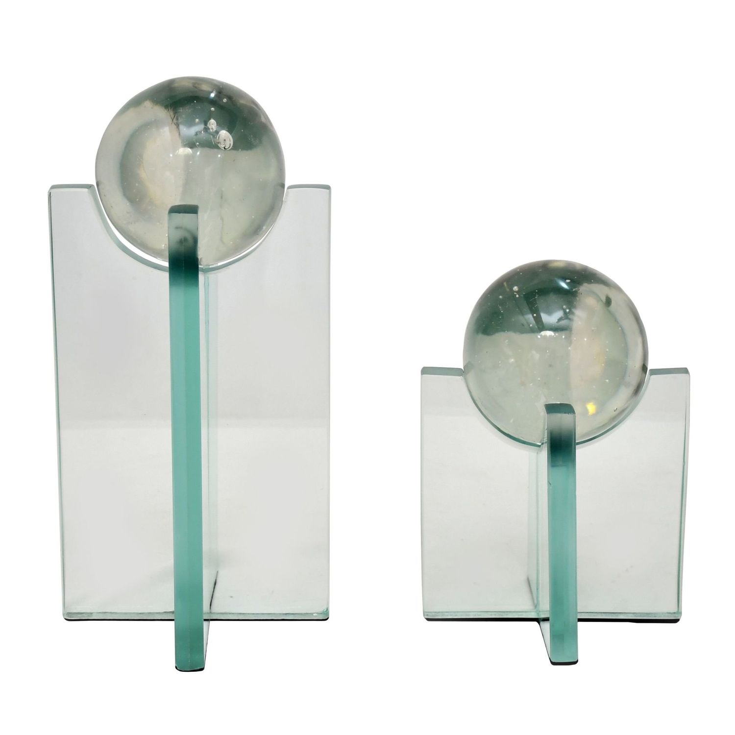S/2 8/12&quot; KELBY GLASS STATUARY SPHERES, CLEAR