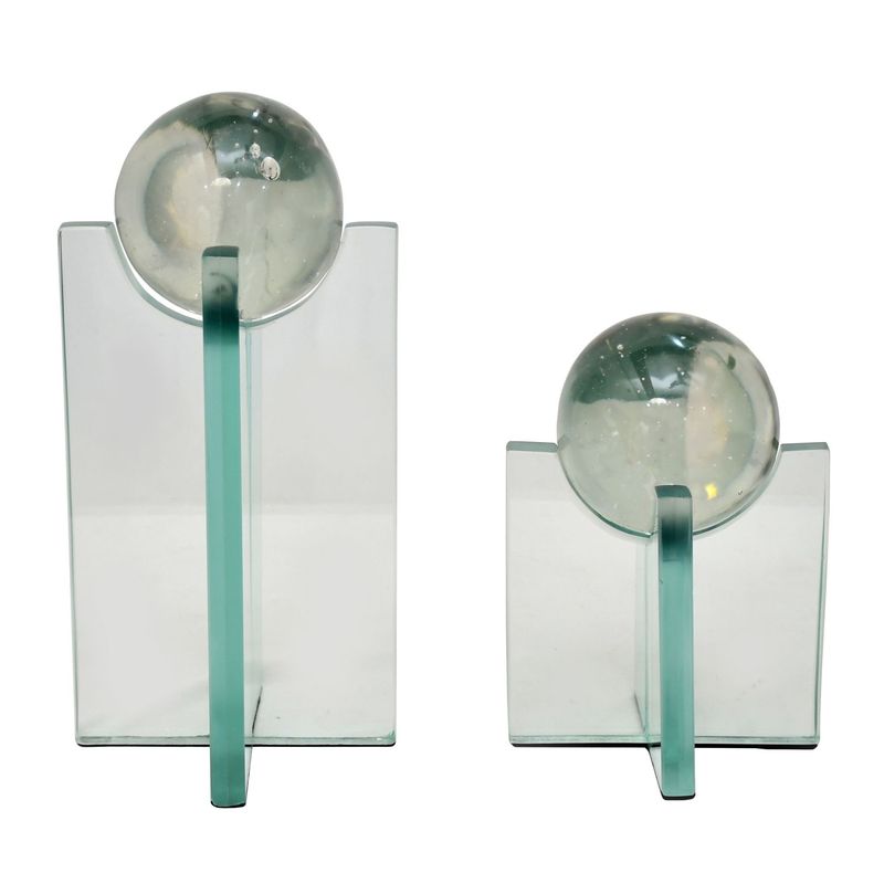 S/2 8/12&quot; KELBY GLASS STATUARY SPHERES, CLEAR