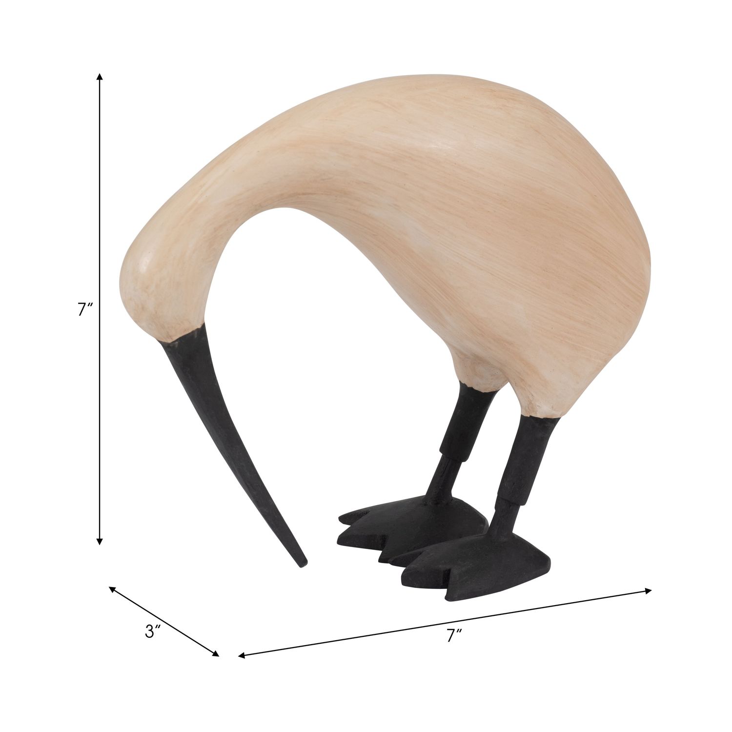 WOOD, 7&quot; KIWI BIRD W/ BLACK LEGS, NATURAL