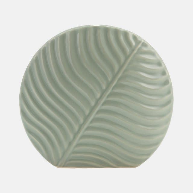 CERAMIC 11&quot; ROUND BOTANICAL VASE, CUCUMBER