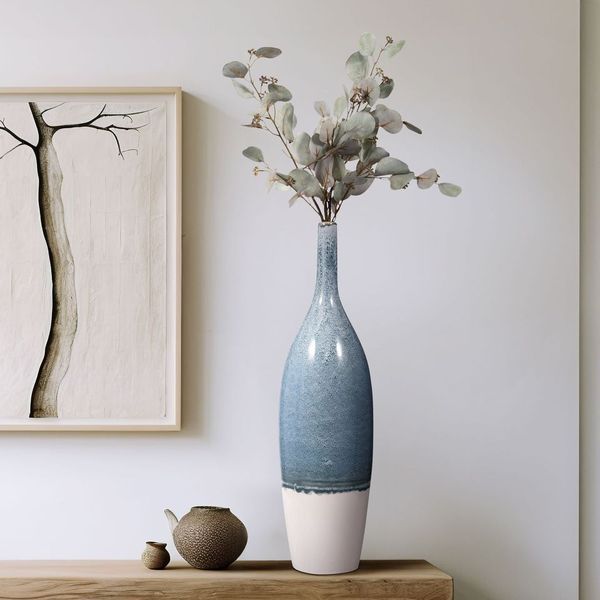 26&quot; KASHION SMALL BLUE CERAMIC VASE