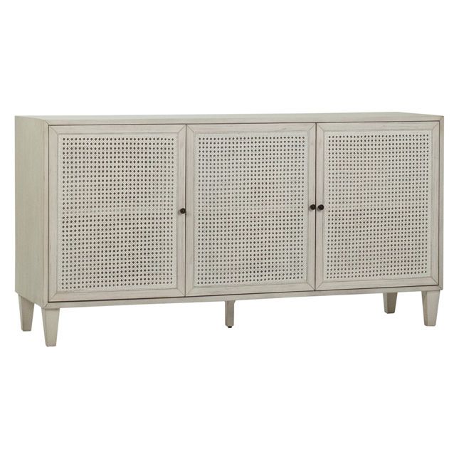 White washed Cane Sideboard - 66&quot; W x 18&quot; D x 34&quot; H