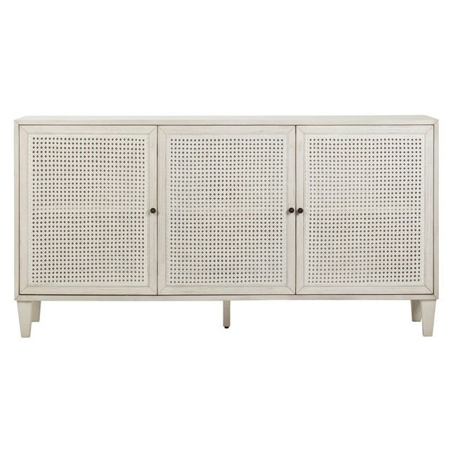 White washed Cane Sideboard - 66&quot; W x 18&quot; D x 34&quot; H