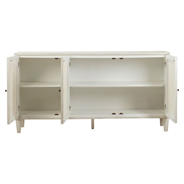 White washed Cane Sideboard - 66&quot; W x 18&quot; D x 34&quot; H