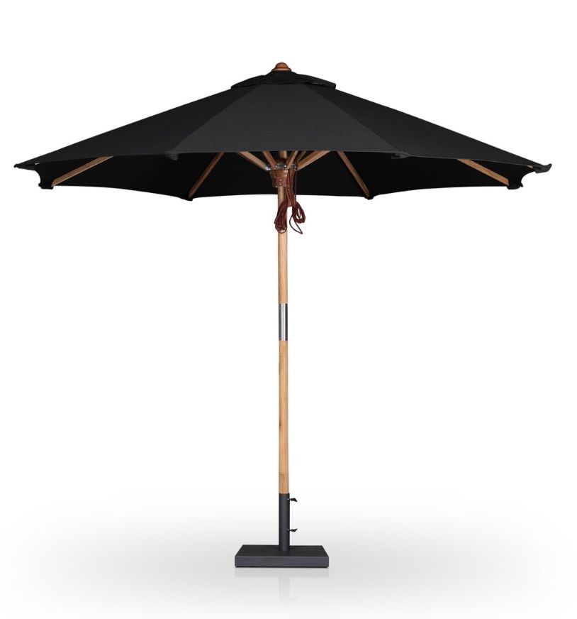 Outdoor Round Umbrella Arashi Black w Stand 118W x 118D x 102H
