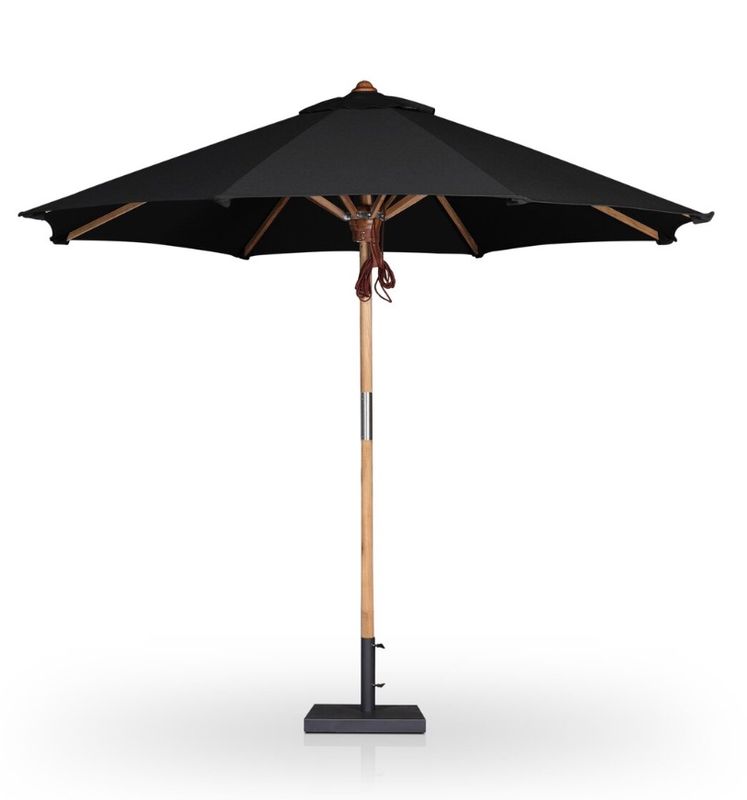 Outdoor Round Umbrella Arashi Black w Stand 118W x 118D x 102H