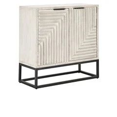 Flinn Mango Wood 2Dr Cabinet Coastal White 36W x 15D x 35.5H