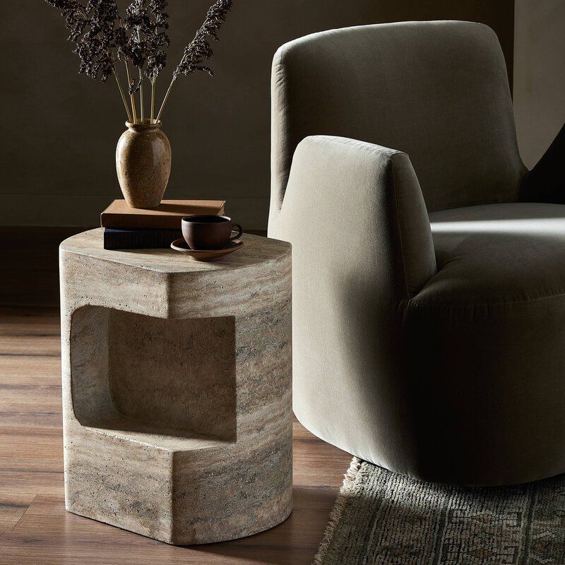 Textured Side Table Sand 12&quot;x15&quot;x19&quot;