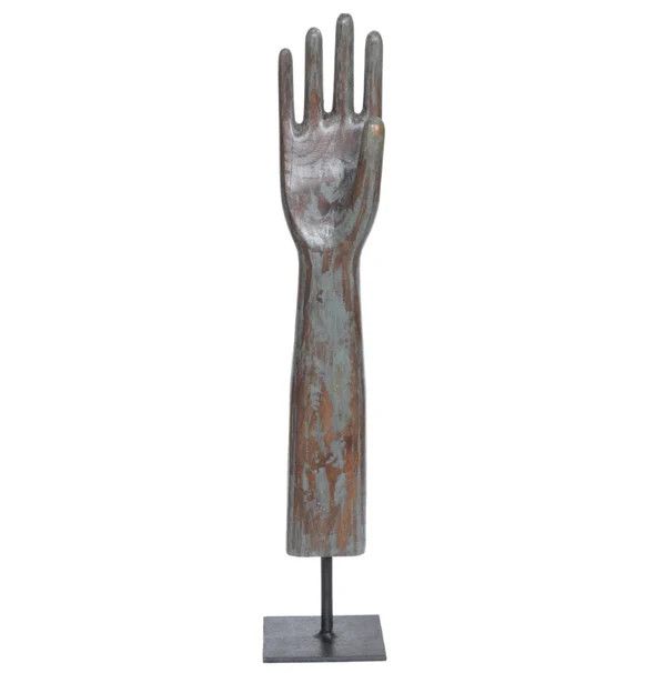 Wooden Glove Mold on Base- Approx- 18.75&quot;H x 3.75&quot; base
