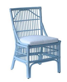 Coastal Blue Rattan Dining Chair 21"x22.5"x35" BLUE
