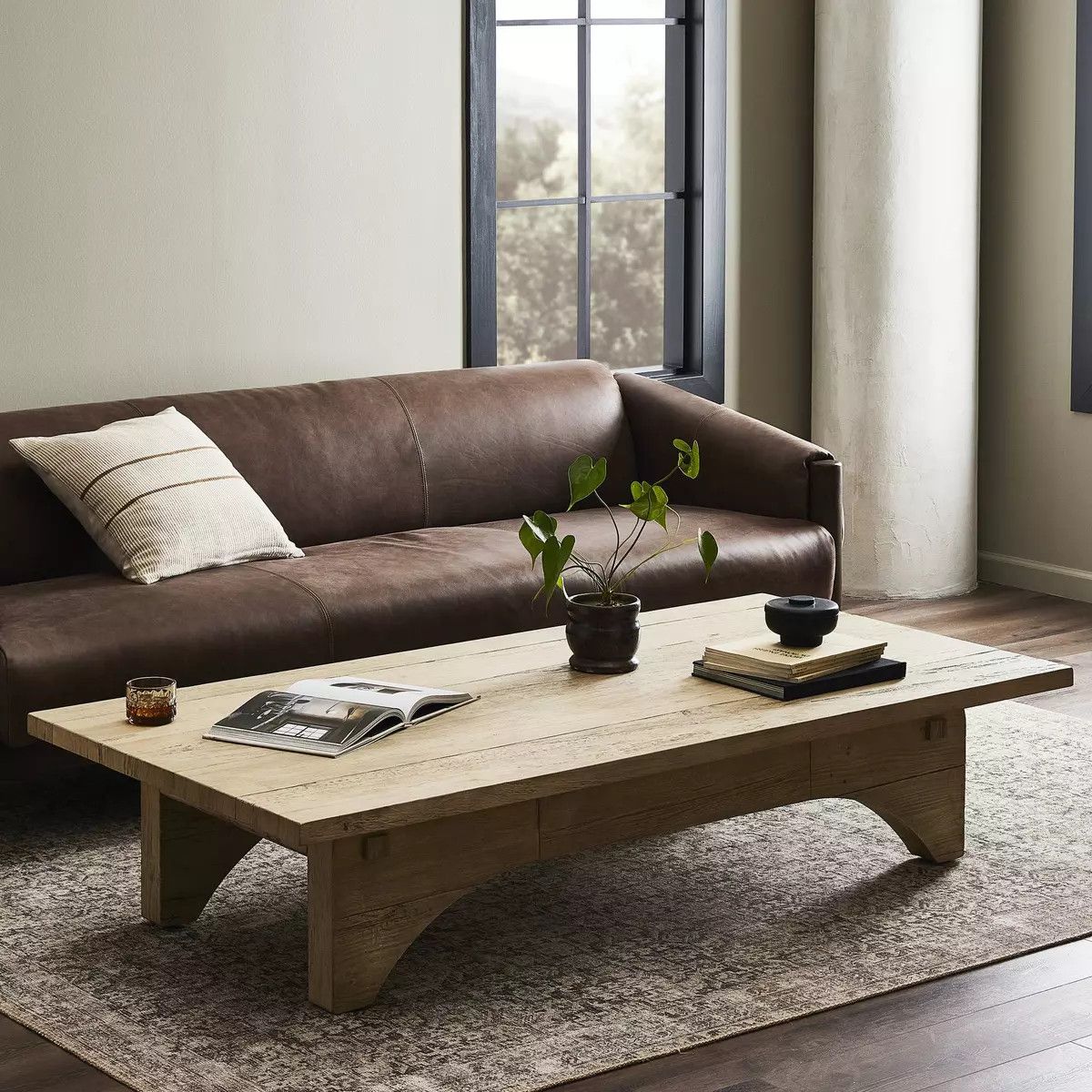 Coffee Table Bleached Alder 70&quot;w x 35&quot;d x 15&quot;h