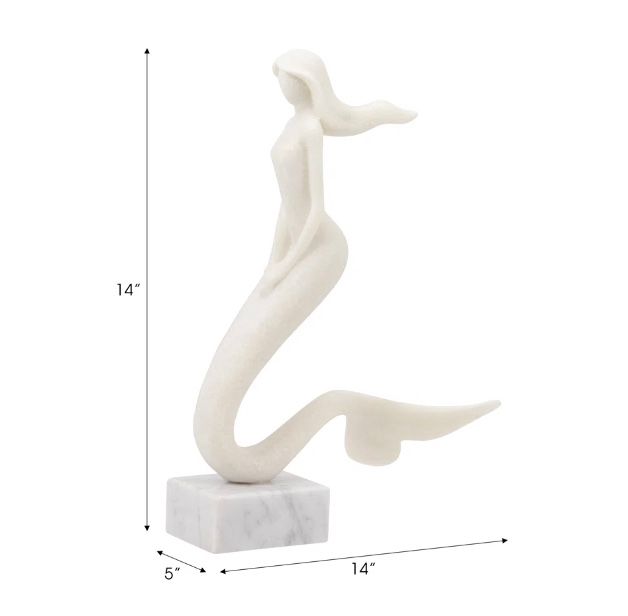 14&quot; CASPIAN MERMAID STATUARY, WHITE